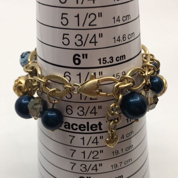 Brighton Bracelet Contempo Chic Gold & Navy Blue Faux Pearls Crystals - Picture 10 of 16